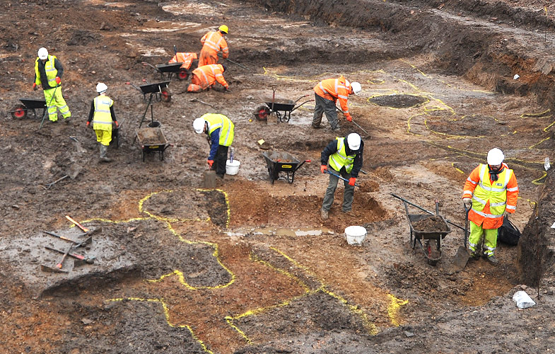 The archaeological excavation begins - cleaning and tidying up
