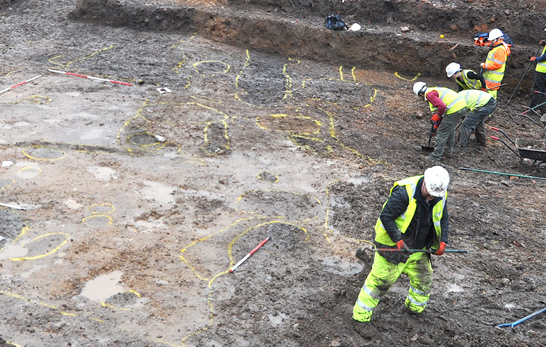 The archaeological excavation begins - final preparation before detailed analysis