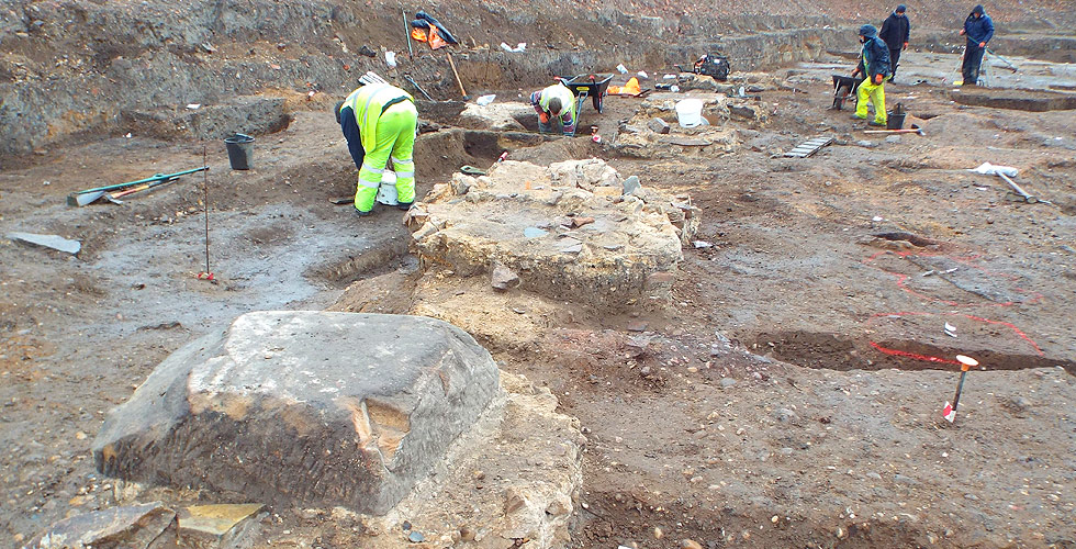 Roman column bases at Blackfriars Leicester